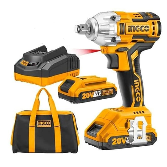 INGCO CIWLI2001 Lithium-Ion Impact Wrench :20V Square Drive:1/2" - Fixed Square