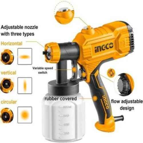 INGCO SPG3508 Nozzle SPRAY GUN 450W (Multicolor)